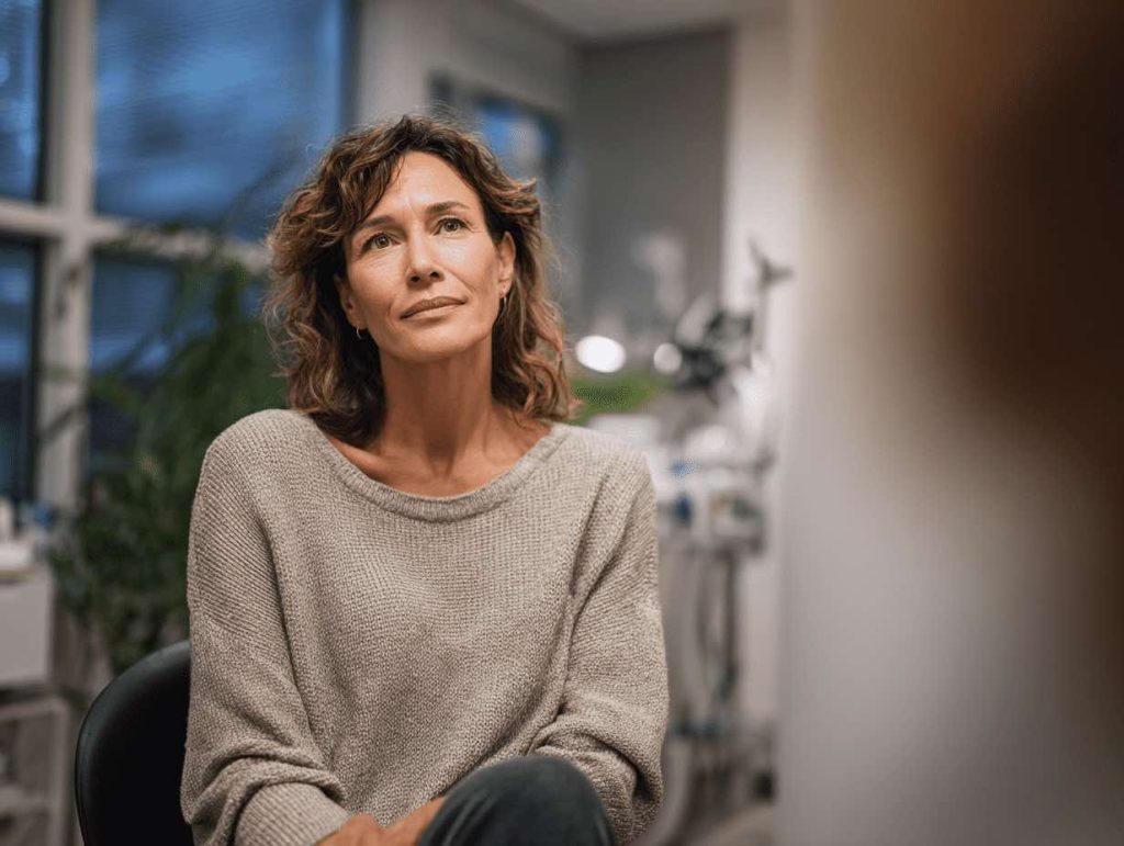 Paciente en consulta de valoración de rejuvenecimiento facial en clínica de Bilbao